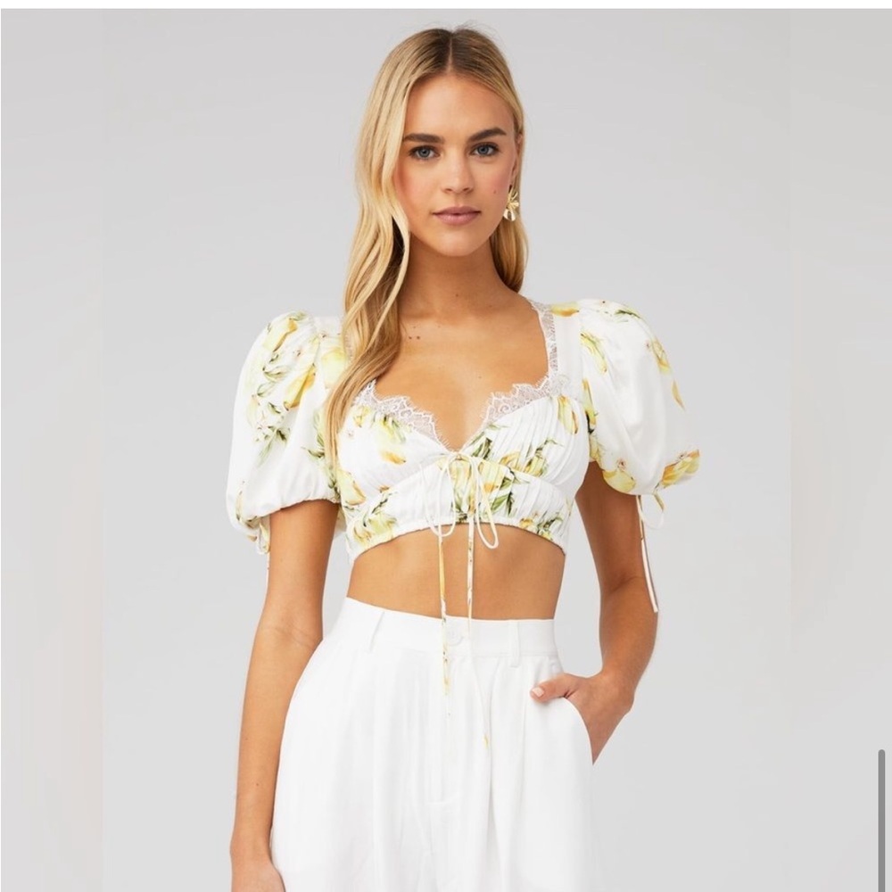 For Love & Lemons Alana Crop Top in Yellow M NWOT
